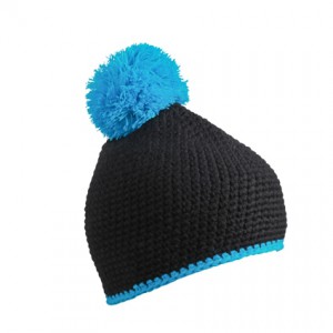 Pompon Hat with contrast stripe